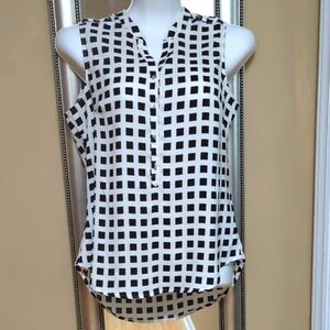 New York & Company Black and White Checkered Blouse